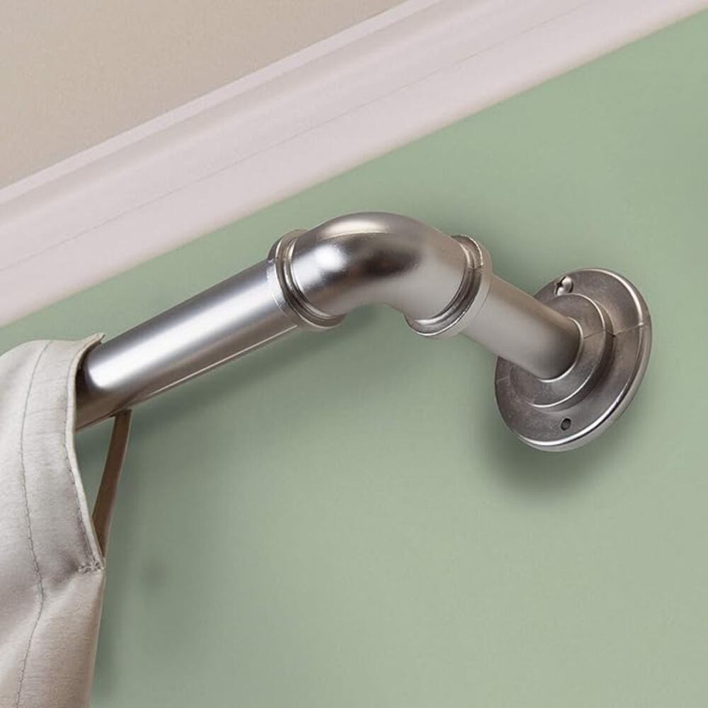 Rod Desyne Industrial Pipe Blackout 1" Curtain Rod 28 to 48 in Satin Nickel